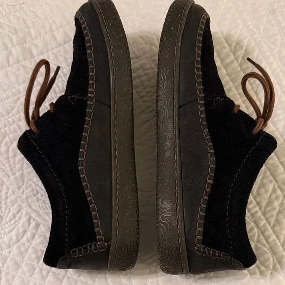 Clarks Black Suede Oxfords with Brown Laces - Picture 5 of 8